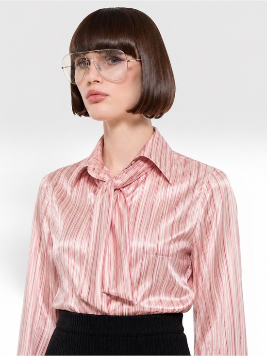Antonella Tops - Vintage 70s Candy Cane Striped Tie Blouse Size Small